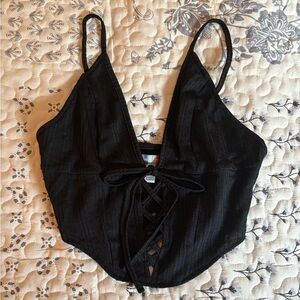 NWOT Black Lace-Up tank top